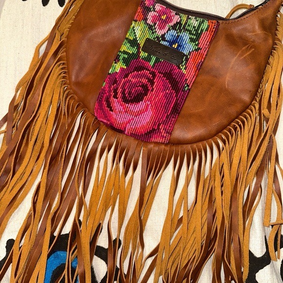 One of a Kind Nena & Co artisan fringe bag with 2 straps! - Picture 3 of 12